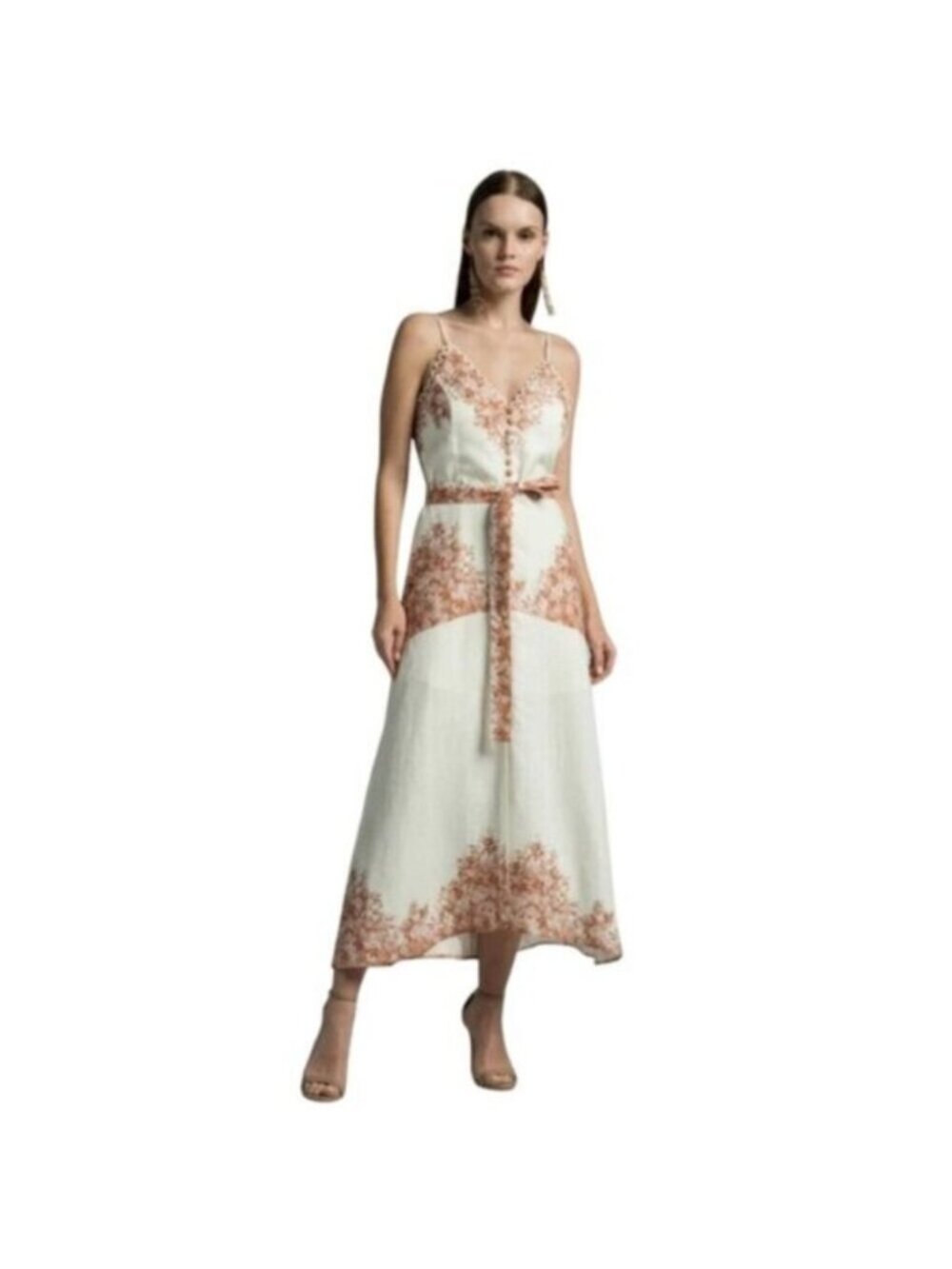 NWT Elie Tahari Twinset Floral Print Midi Linen Dress